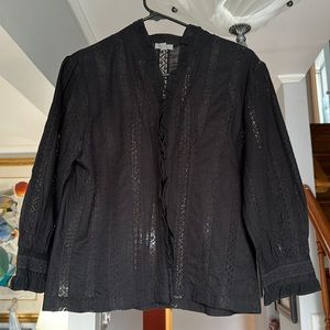 🎤🎉 J Jill Linen Blend Embroidered Blouse Sz M